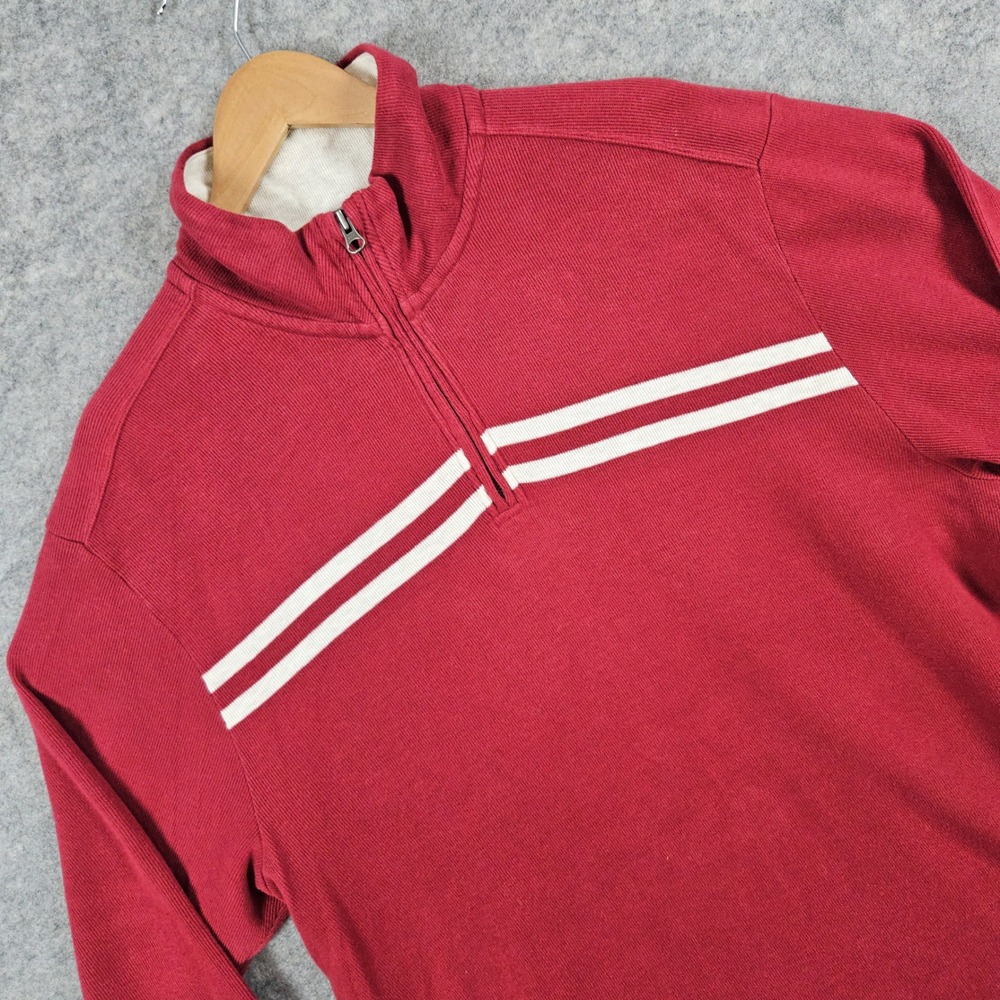 Old Navy Men's Red Quarter‎ 1/4 Zip Pullover Sweatshirt Size XL Cotton Striped